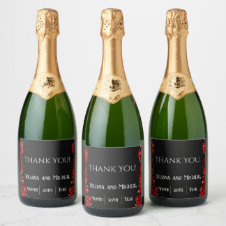 Étiquettes Pour Bouteilles De Vin Mousseux Mariage Red Roses