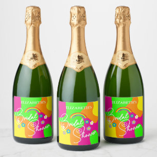 Étiquettes Pour Bouteilles De Vin Mousseux Mariage Rétro Funky