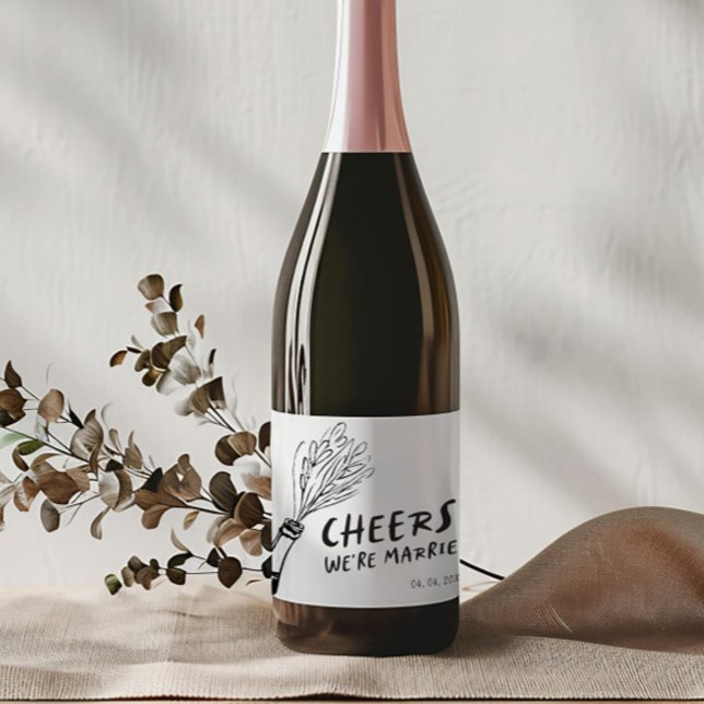 Étiquettes Pour Bouteilles De Vin Mousseux Mariage rétro Funky moderne (Créateur téléchargé)