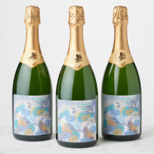 Étiquettes Pour Bouteilles De Vin Mousseux Mariage Tropical Moderne de Plage Côtière