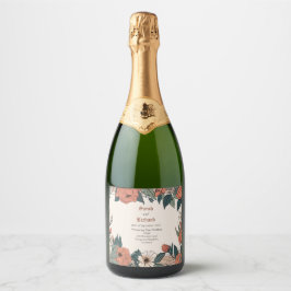 Étiquettes Pour Bouteilles De Vin Mousseux Mariage Vintage floral sur mesure