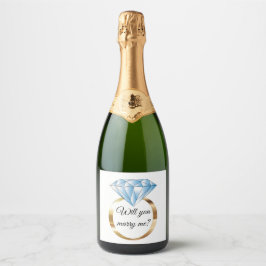 Étiquettes Pour Bouteilles De Vin Mousseux Me Marierez-Vous Diamond Fiançailles Ring