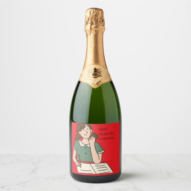 ÉTIQUETTES POUR BOUTEILLES DE VIN MOUSSEUX MEILLEUR ENSEIGNANT FOREVERY (Devant)
