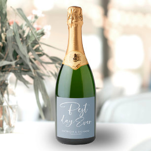 Étiquettes Pour Bouteilles De Vin Mousseux Meilleur jour de tous Calligraphie moderne Mariage