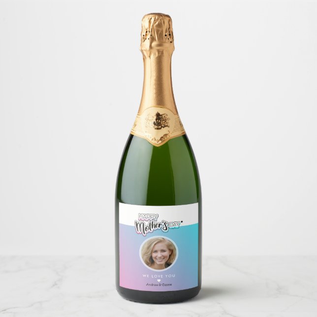 Étiquettes Pour Bouteilles De Vin Mousseux Meilleure maman jamais (Devant)