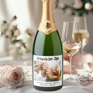 Étiquettes Pour Bouteilles De Vin Mousseux Meilleurs amis photo noms moderne simple