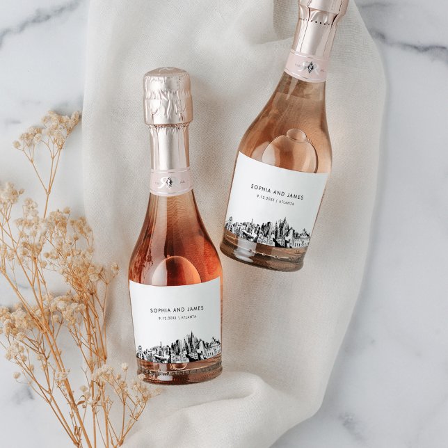 Étiquettes Pour Bouteilles De Vin Mousseux Mini Skyline Atlanta (Créateur téléchargé)