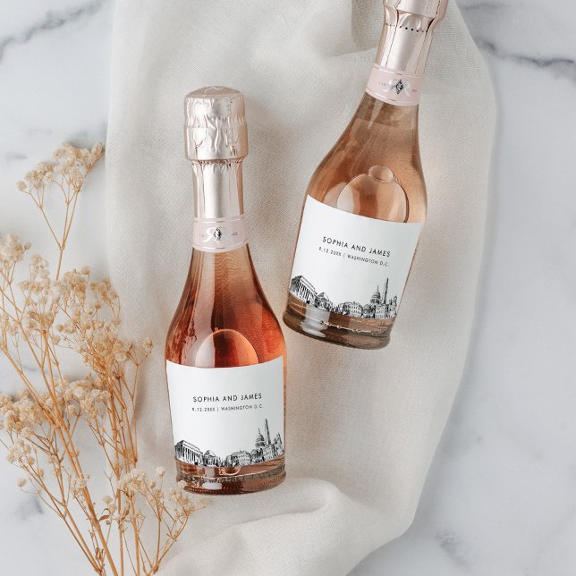Étiquettes Pour Bouteilles De Vin Mousseux Mini Skyline Washington DC (Créateur téléchargé)