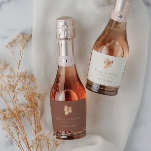 Étiquettes Pour Bouteilles De Vin Mousseux Minimaliste Feuille d'Automne "Tombez amoureux" Pe