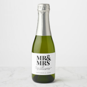 Étiquettes Pour Bouteilles De Vin Mousseux Modèle de cadeau de mariage M & Mme Nom Mini migno