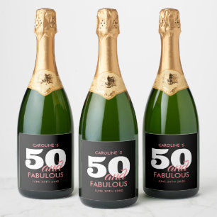 Étiquettes Pour Bouteilles De Vin Mousseux Moderne 50e anniversaire personnalisé