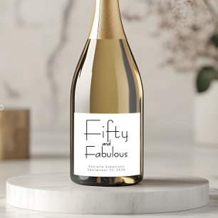 Étiquettes Pour Bouteilles De Vin Mousseux Moderne Cinquante ans et Incroyable Fête d'anniver