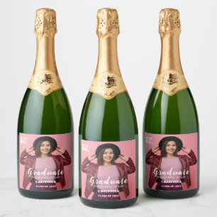 Étiquettes Pour Bouteilles De Vin Mousseux Moderne Elégant Script photo Graduation