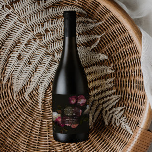 Étiquettes Pour Bouteilles De Vin Mousseux Moderne Florale Mariage Sombre Romantique