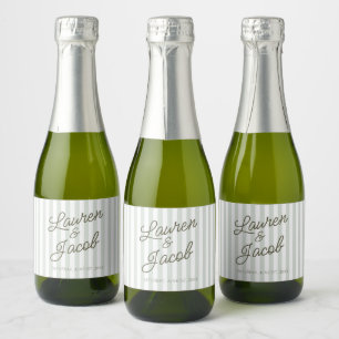 Étiquettes Pour Bouteilles De Vin Mousseux Moderne Minimaliste Bandes Vertes Mariage Mini