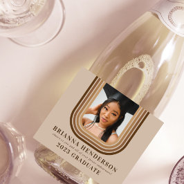 Étiquettes Pour Bouteilles De Vin Mousseux Moderne Retro Brown et Neutre Graduation