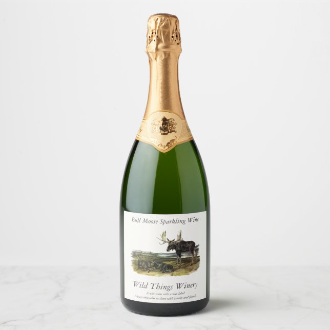 Étiquettes Pour Bouteilles De Vin Mousseux Moose Deer (Moose - Alces alces) par Audubon (Devant)