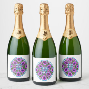 Étiquettes Pour Bouteilles De Vin Mousseux Motif de marguerite esthétique