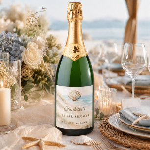 Étiquettes Pour Bouteilles De Vin Mousseux Noce Plage côtière coquillages
