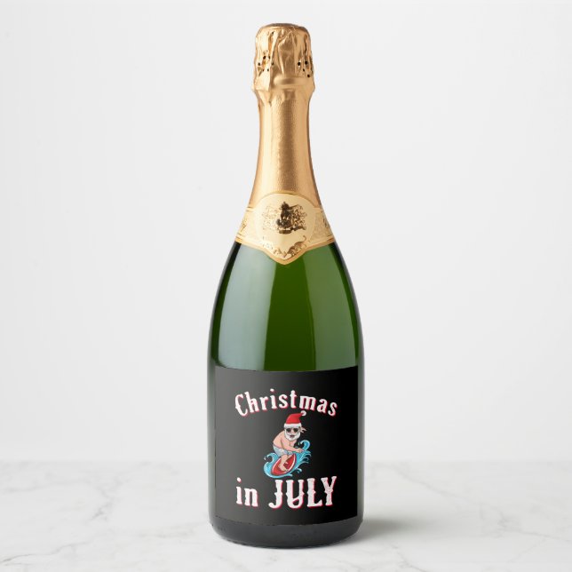 Étiquettes Pour Bouteilles De Vin Mousseux Noël En Juillet (Devant)