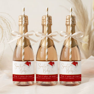 Étiquettes Pour Bouteilles De Vin Mousseux Noël Père Noël Baby Pop it When She Pops Mini