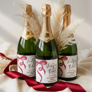 Étiquettes Pour Bouteilles De Vin Mousseux Noeud Papillon Rouge Coquette Demoiselle d'Honneur