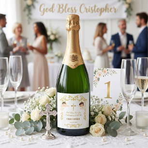 Étiquettes Pour Bouteilles De Vin Mousseux Nom personnalisé et date Ange Baptême Cadeau