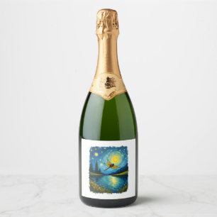 Étiquettes Pour Bouteilles De Vin Mousseux Nuit étoilée de la libellule (2)