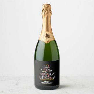 Étiquettes Pour Bouteilles De Vin Mousseux Oiseau Noël Joyeux Noël