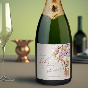 Étiquettes Pour Bouteilles De Vin Mousseux On Peut Attendre ! Baby shower Sparkling Wine Lab