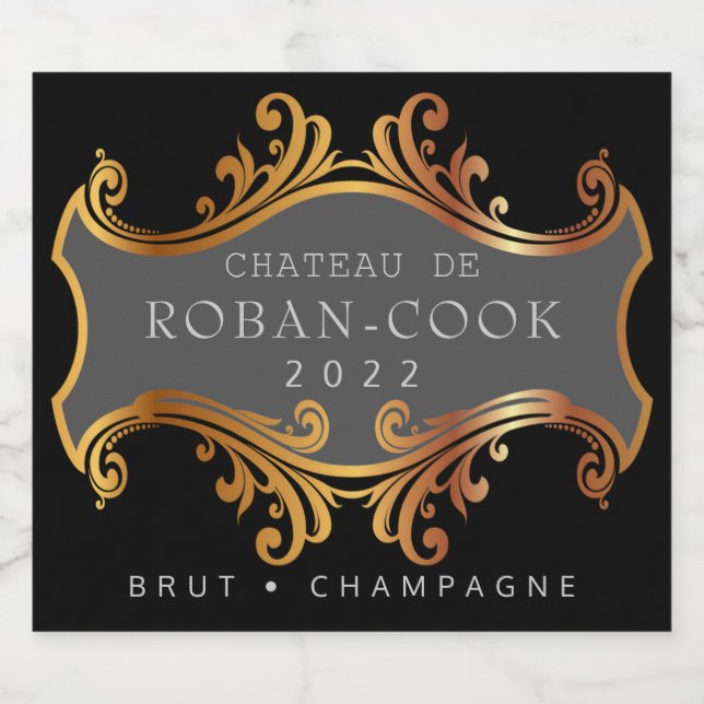 Étiquettes Pour Bouteilles De Vin Mousseux Or élégant (Étiquettes simples)