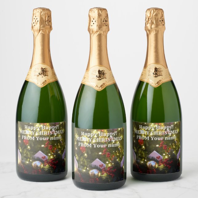 Étiquettes Pour Bouteilles De Vin Mousseux Ornements de Noël (Bouteilles)