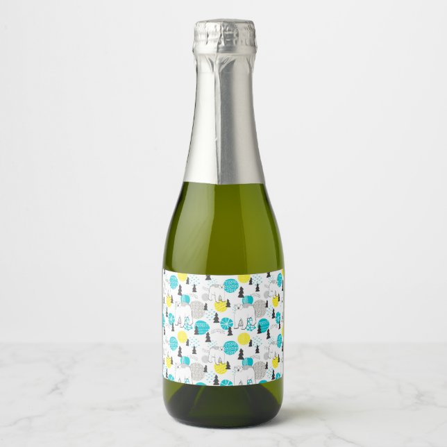 Étiquettes Pour Bouteilles De Vin Mousseux Ours polaire (Devant)