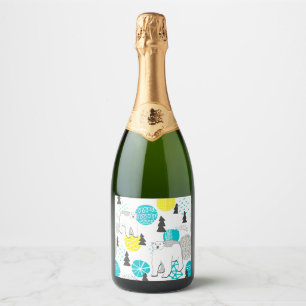 Étiquettes Pour Bouteilles De Vin Mousseux Ours polaire