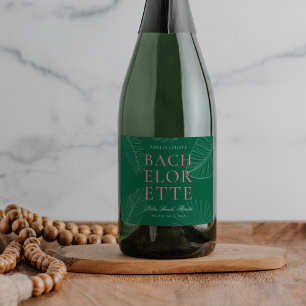 Étiquettes Pour Bouteilles De Vin Mousseux Palme Tropicale moderne colorée Feuille Bacheloret