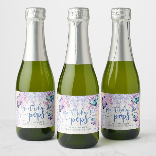 Étiquettes Pour Bouteilles De Vin Mousseux Papillon Pop It When She Pop Mini Sparkling Wine (Bouteilles)
