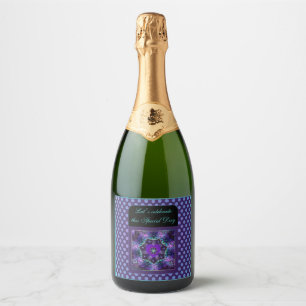Étiquettes Pour Bouteilles De Vin Mousseux Parapluie violet & coeurs .7