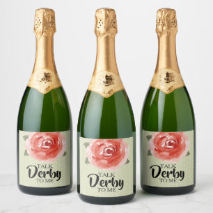 Étiquettes Pour Bouteilles De Vin Mousseux Parle Derby à Moi Fleur de Rose Rouge