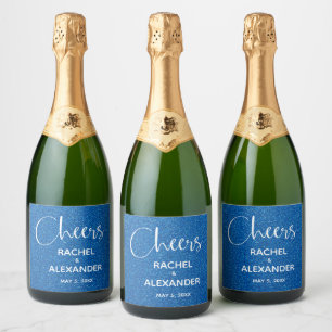 Étiquettes Pour Bouteilles De Vin Mousseux PARTIES SCINTILLANT Bleu  Mariage Vin mousseux Éti
