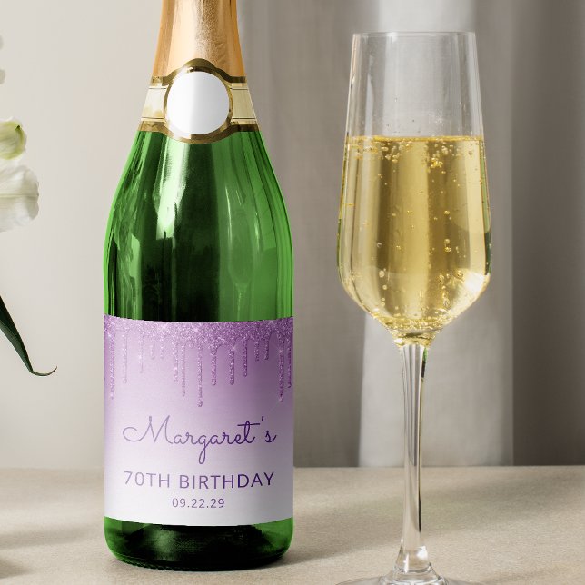 Étiquettes Pour Bouteilles De Vin Mousseux Parties scintillant pourpre étincelante Dérive 70e (Créateur téléchargé)