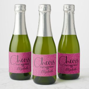 Étiquettes Pour Bouteilles De Vin Mousseux PARTIES SCINTILLANT rose de Faux Mini Anniversaire