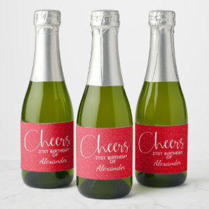 Étiquettes Pour Bouteilles De Vin Mousseux PARTIES SCINTILLANT rouge aux Faux Naissance Mini