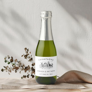 Étiquettes Pour Bouteilles De Vin Mousseux Pays rustique Western Barn Mariage Champagne
