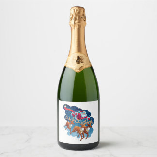 Étiquettes Pour Bouteilles De Vin Mousseux Père Noël Sleigh Adventure
