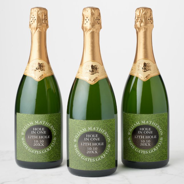 Étiquettes Pour Bouteilles De Vin Mousseux Personalized Golf Hole in One Award (Bouteilles)