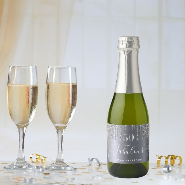 Étiquettes Pour Bouteilles De Vin Mousseux Personnalisé 50 fabuleux parties scintillant d'ann (Créateur téléchargé)