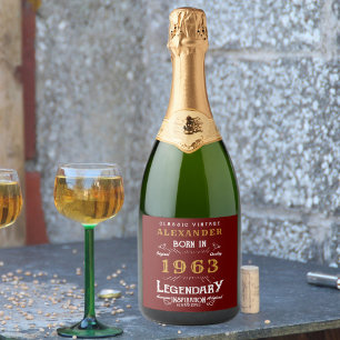 Étiquettes Pour Bouteilles De Vin Mousseux Personnalisé 60e anniversaire 1963 Ajouter un nom 