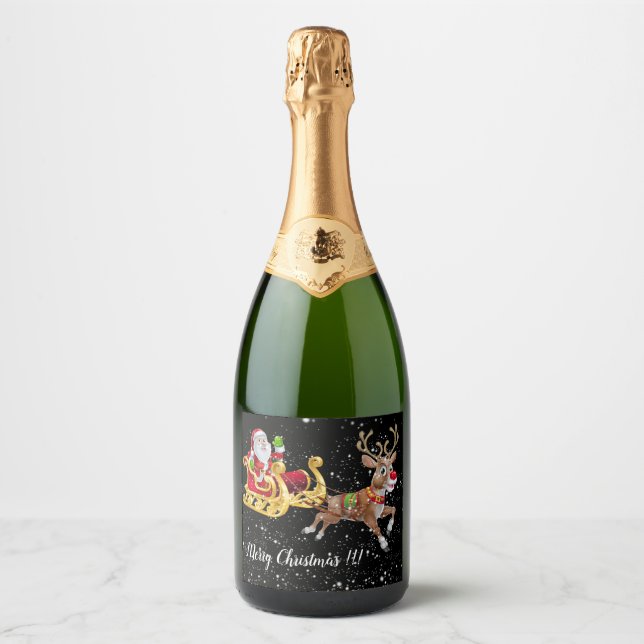 Étiquettes Pour Bouteilles De Vin Mousseux Personnaliser Noël (Devant)