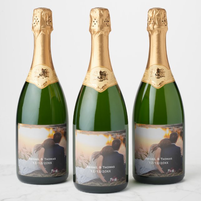 Étiquettes Pour Bouteilles De Vin Mousseux Personnaliser photo Mariage (Bouteilles)