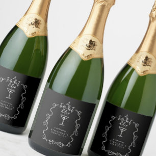 Étiquettes Pour Bouteilles De Vin Mousseux Petit Bit Plus Ancien Martini Creusé Main Noire
